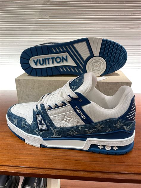 lv trainer blue jeans|lv trainers.